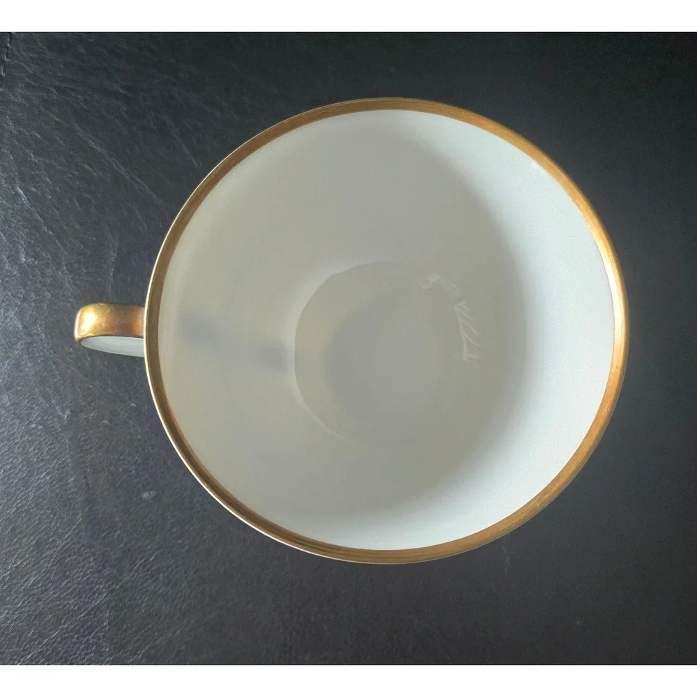 Set of 12 Heinrich Selb White Gold Trimmed‎ Footed Teacups Elegant Coffee Cups